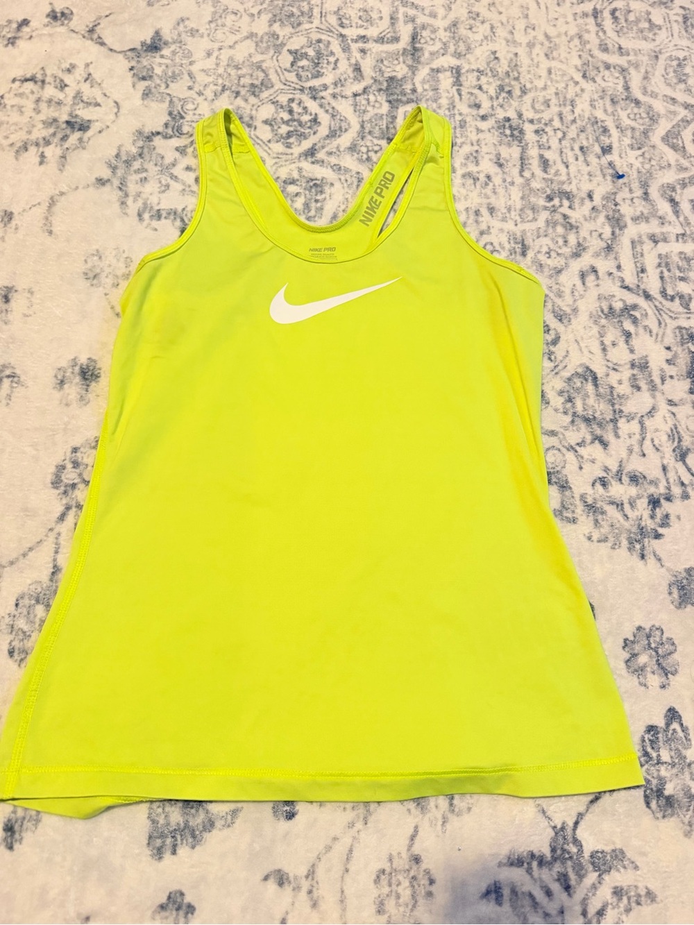 Nike Neon Yellow Racerback Tank Top with White Swoosh